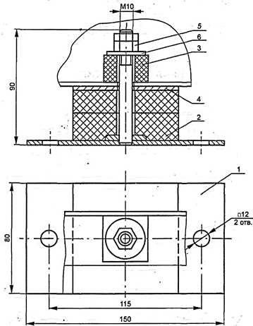 габаритные размеры виброизолятора КВР-88