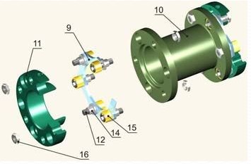 Схема конструкции муфты МК  в разборном виде с деталями