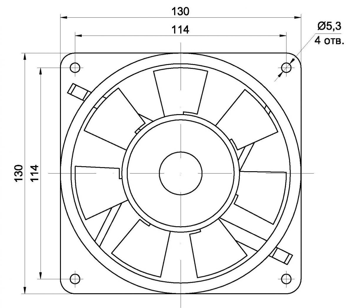 Габаритные размеры вентилятора ВН-3
