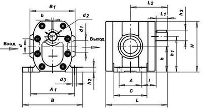 Рис.1. Схема габаритных размеров насоса Г11-25